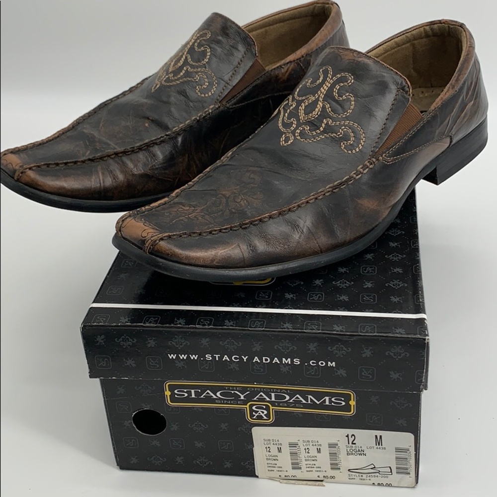 Stacy Adams men’s loafers 12 Logan brown leather